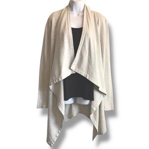 🔴 4/$15 Stevie Tees Brand Heather Gray/Cream Waterfall Open Cardigan size XS